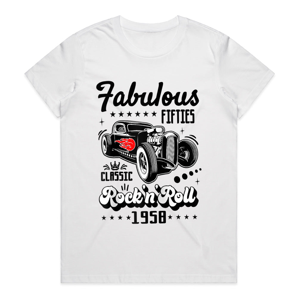 Fabulous Fifties Rock 'n' Roll Hot Rod T-Shirt – Classic Vintage Car & Rebel Style