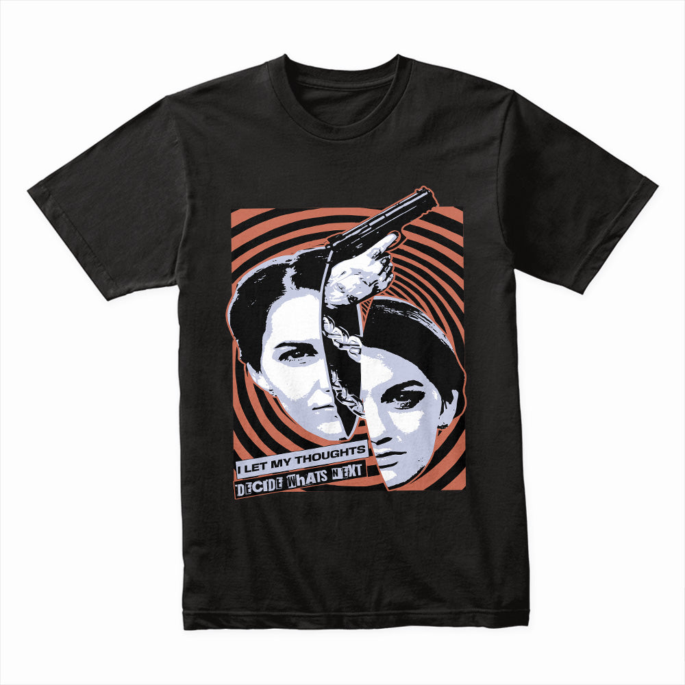 Mind Games – Dual Persona Psychedelic Noir Graphic Tee