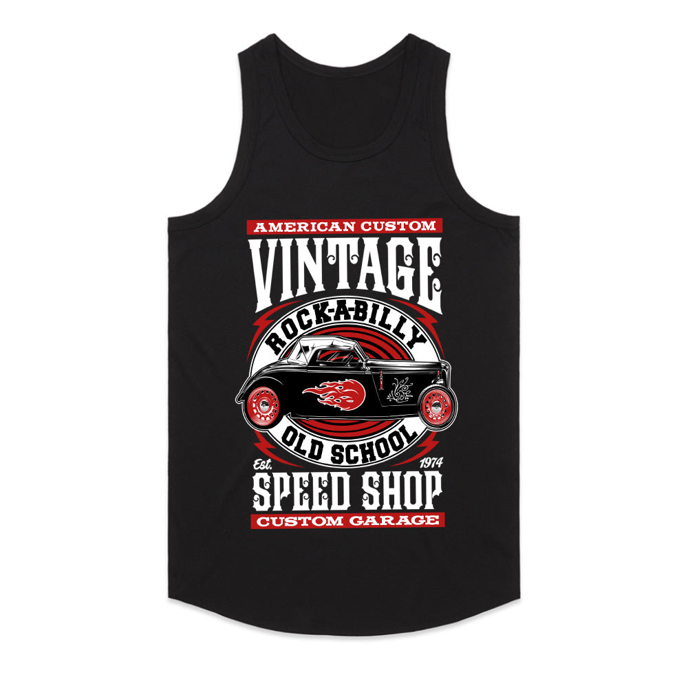 Vintage Rockabilly Speed Shop T-Shirt – 1974 Classic Hot Rod Custom Garage Tee