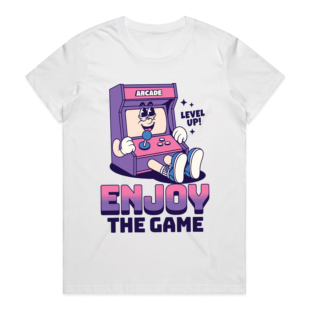 "Enjoy the Game" Retro Arcade Character T-Shirt