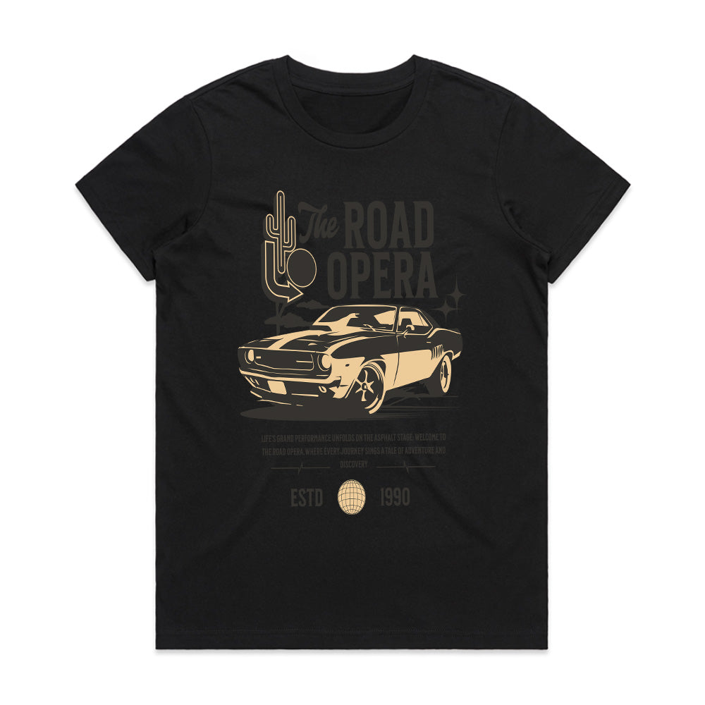 The Road Opera" Vintage Muscle Car T-Shirt – Classic Streetwear for Car Lovers