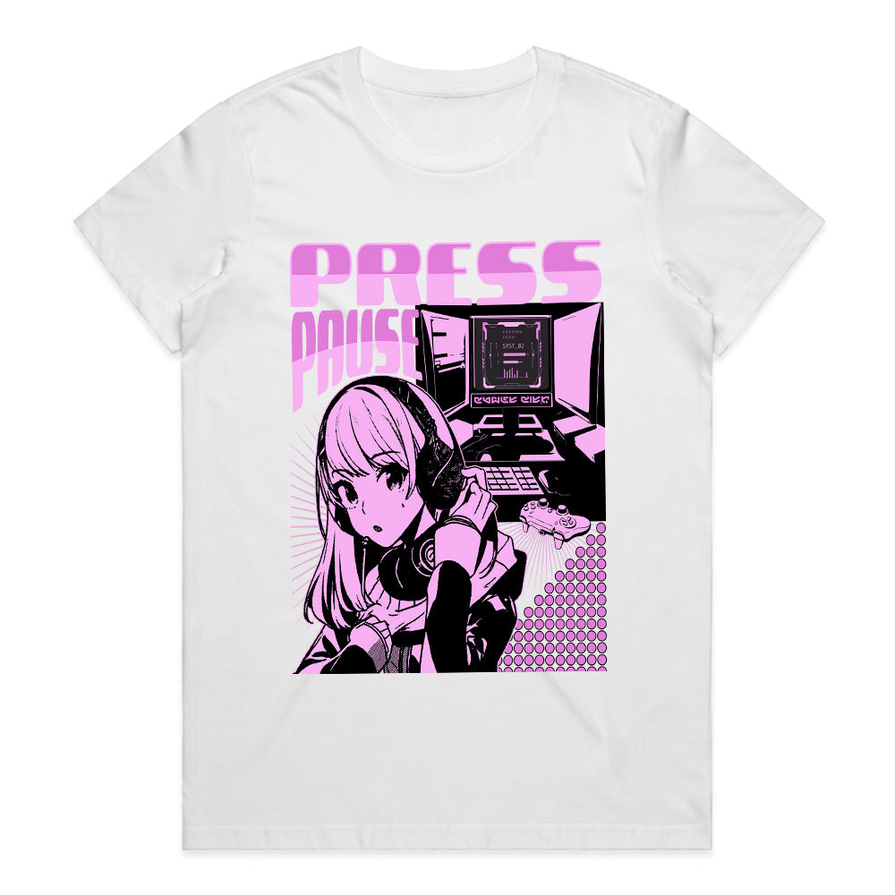 "Press Pause" Cyber Anime Gamer T-Shirt