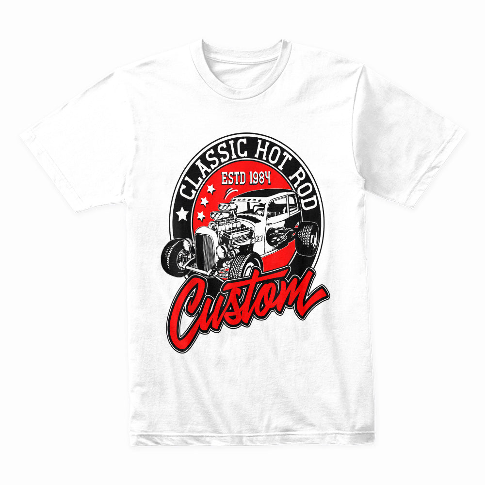 Classic Hot Rod Custom T-Shirt – Vintage 1984 Retro Speed & Muscle Car Tee