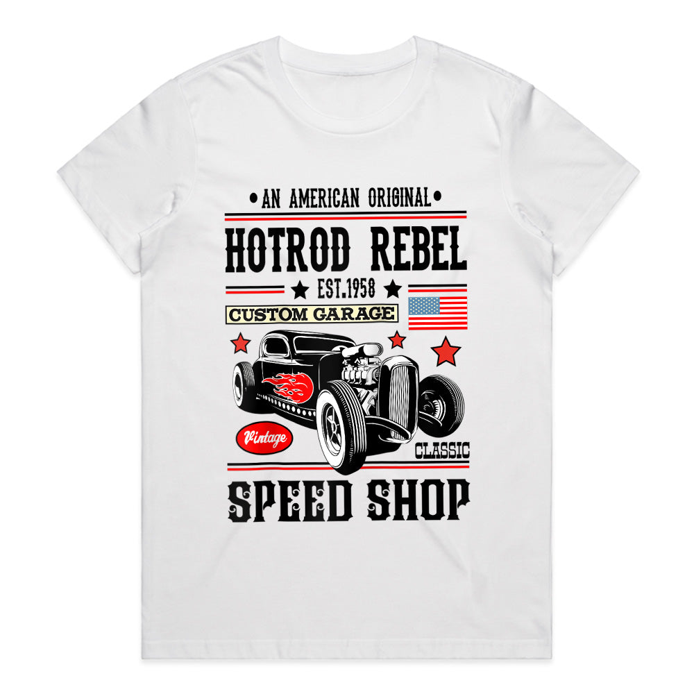 Hot Rod Rebel Vintage Classic Car T-Shirt – 1950s Rockabilly Custom Garage Tee