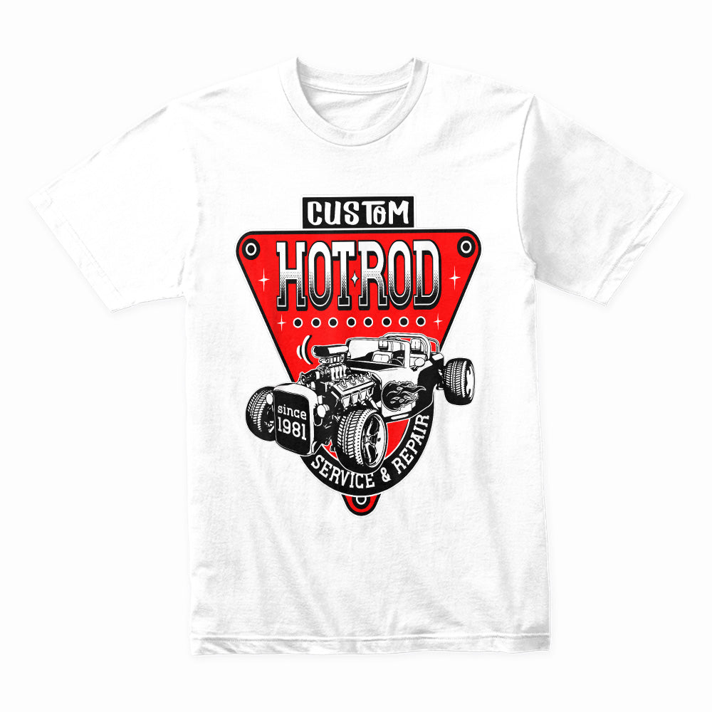 Custom Hot Rod Service & Repair T-Shirt – Vintage 1981 Classic Car Garage Tee