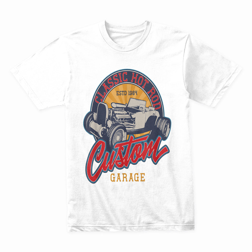 Classic Hot Rod Custom Garage T-Shirt – Vintage 1984 Retro Car Enthusiast Tee