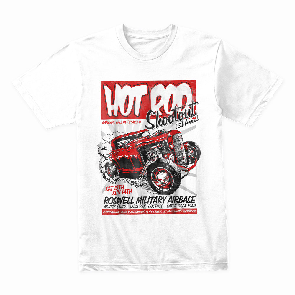Hot Rod Shootout T-Shirt – Vintage Drag Racing Event Retro Tee