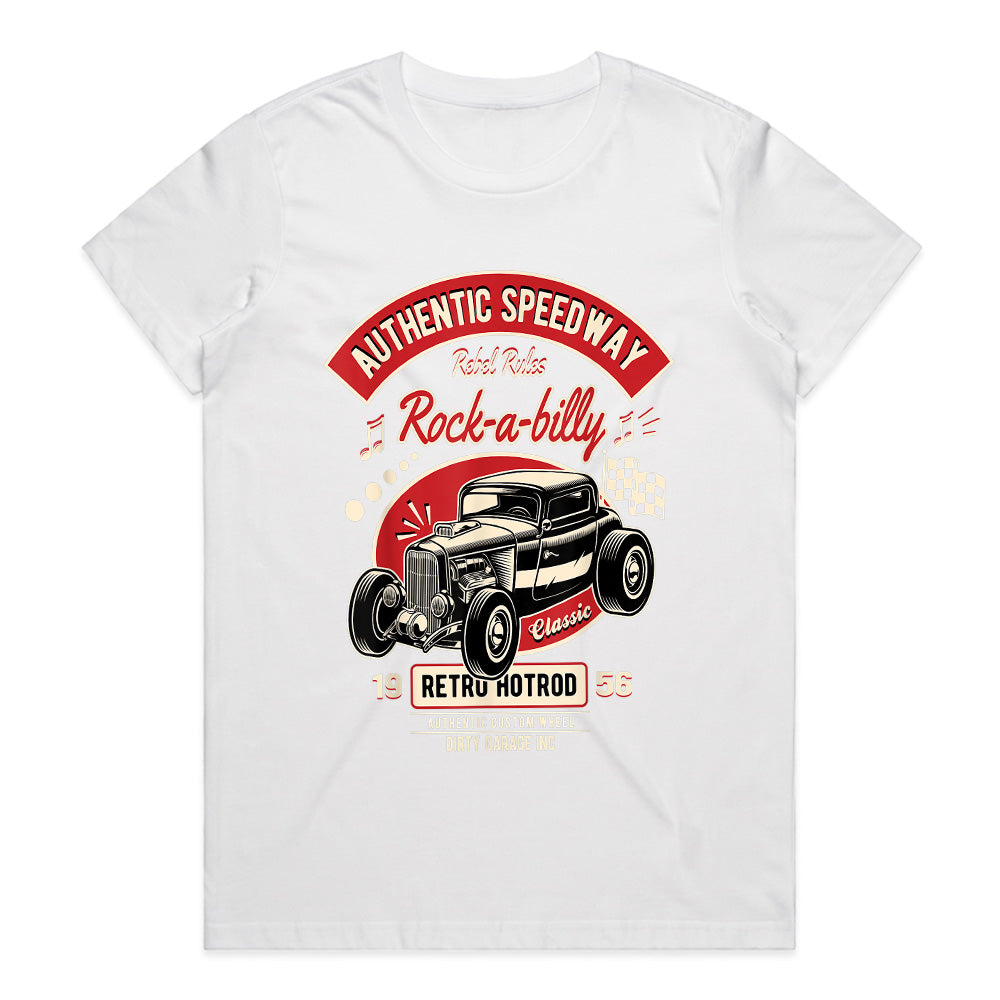 Authentic Speedway Rockabilly Hot Rod T-Shirt – 1956 Retro Classic Car Tee