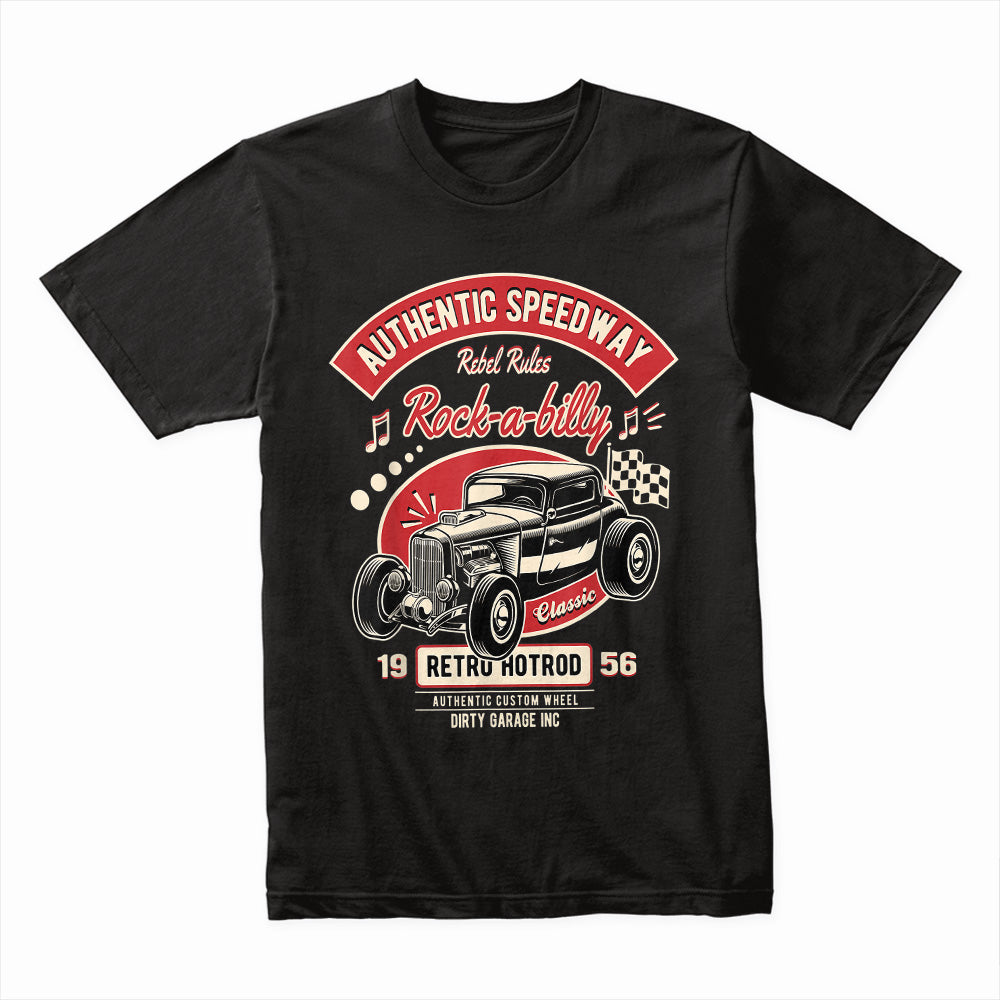 Authentic Speedway Rockabilly Hot Rod T-Shirt – 1956 Retro Classic Car Tee