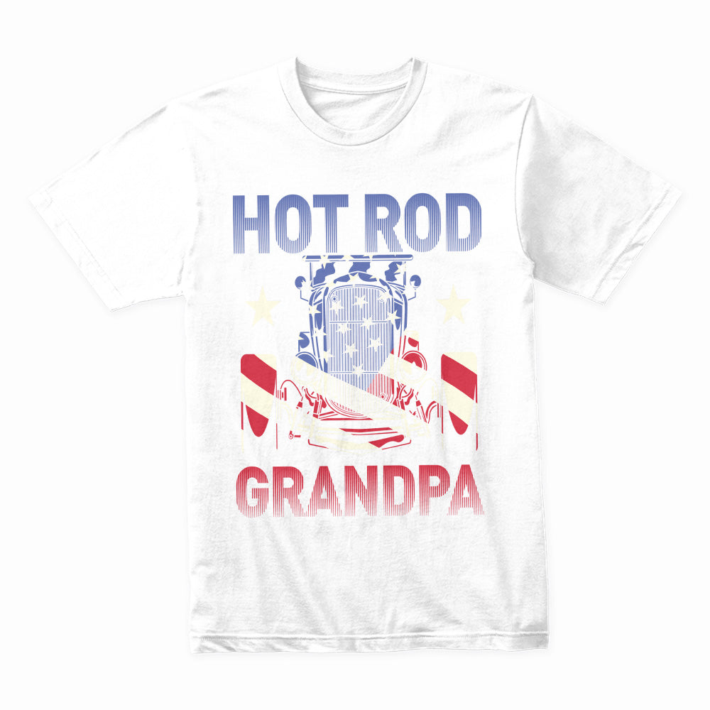 Hot Rod Grandpa T-Shirt – Vintage Car & American Flag Patriotic Tee
