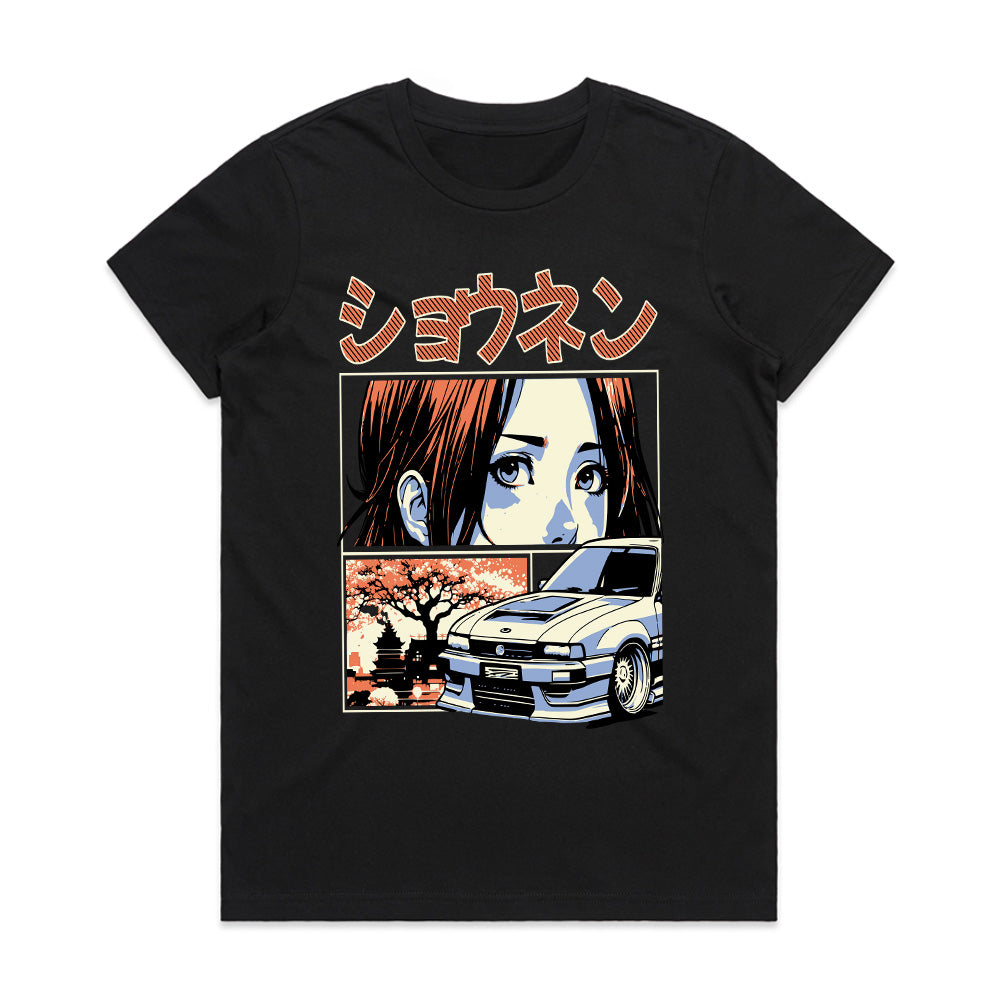Shōnen Retro Aesthetic Streetwear T-Shirt – Anime & JDM Car Design