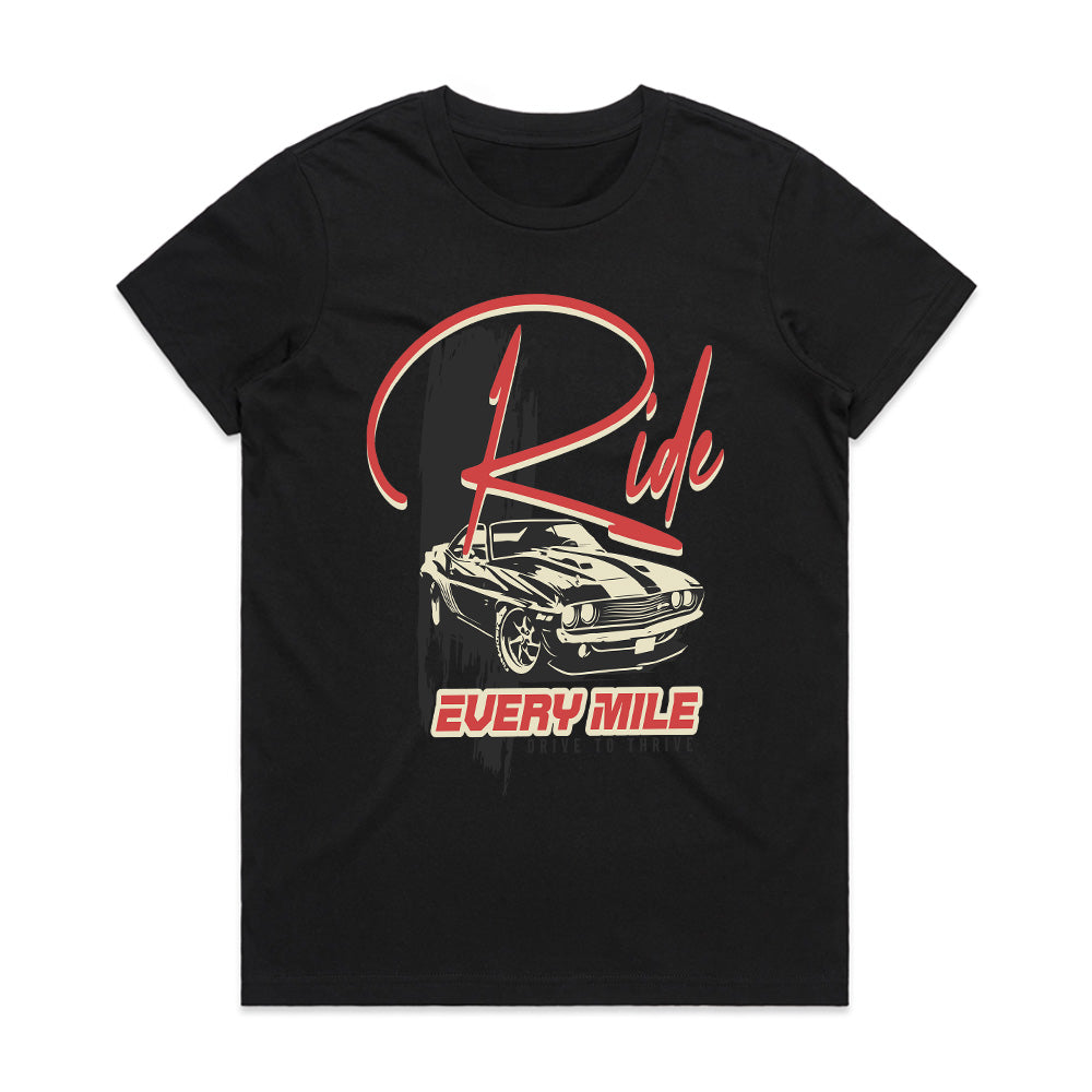 Ride Every Mile – Classic Muscle Car Lifestyle Tee