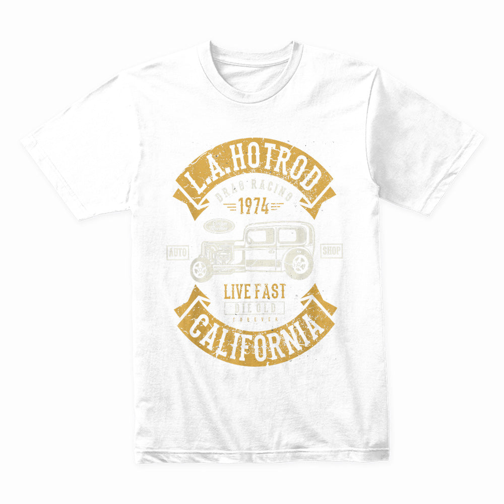 L.A. Hot Rod California Drag Racing T-Shirt – Vintage Classic Auto Shop Tee