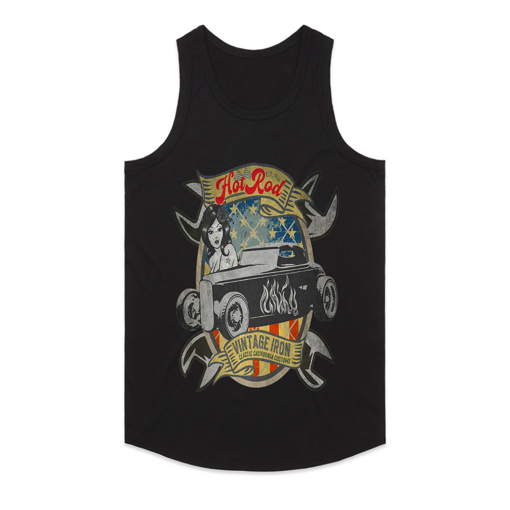 Hot Rod Vintage Iron T-Shirt – Classic California Custom Car & Pin-Up Retro Design