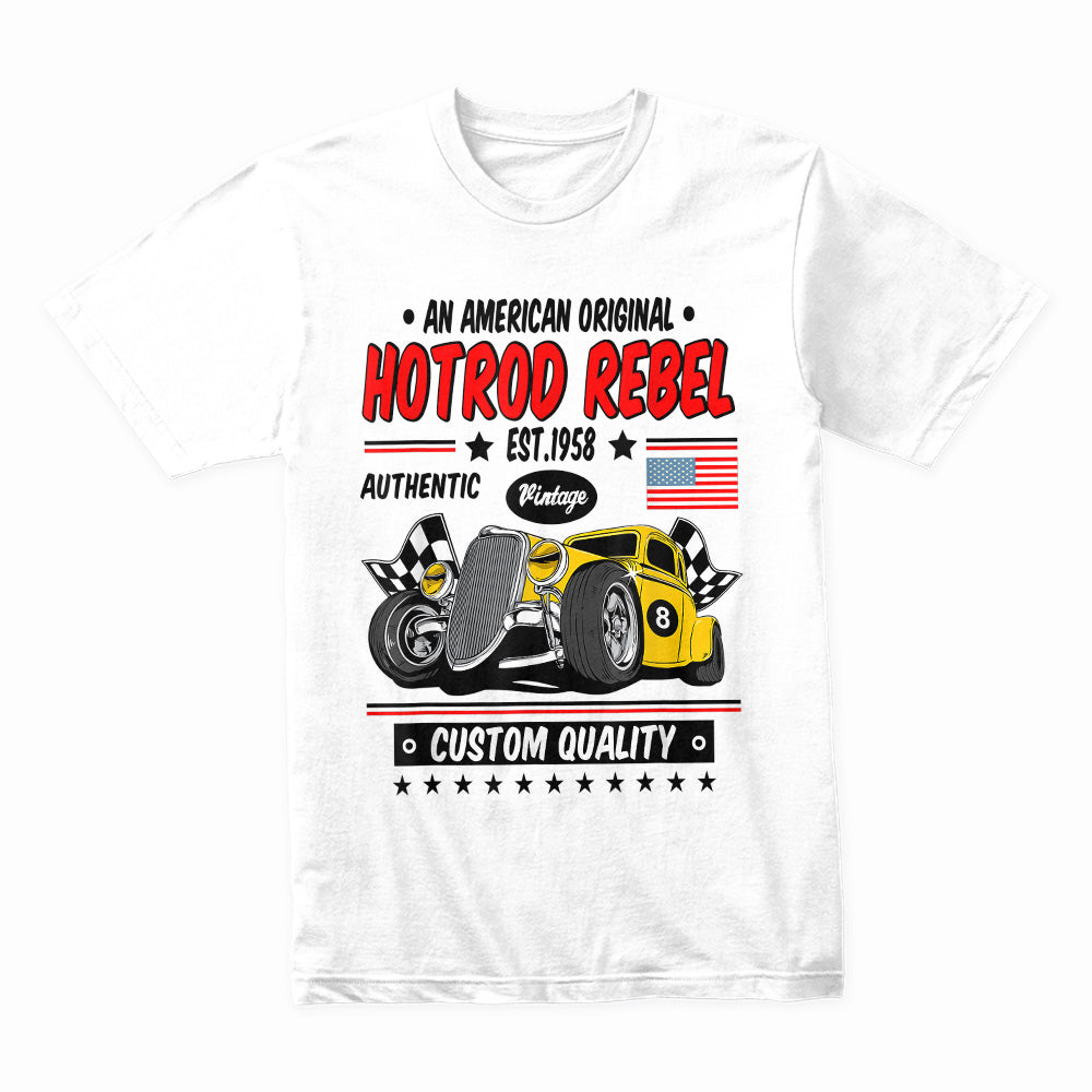 Hot Rod Rebel T-Shirt – Vintage 1958 Custom Racing Classic Car Design
