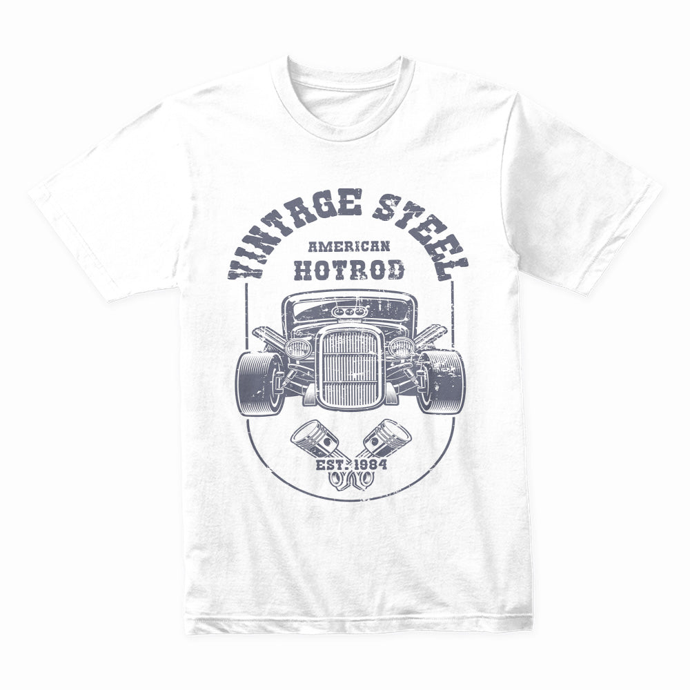 Vintage Steel American Hot Rod T-Shirt – Classic Retro Muscle Car Design