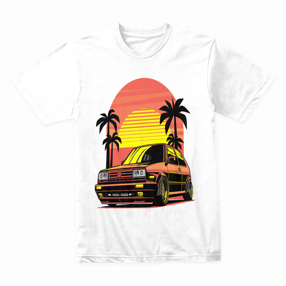 Retro Sunset VW Golf GTI Tee – Classic 80s Vibes