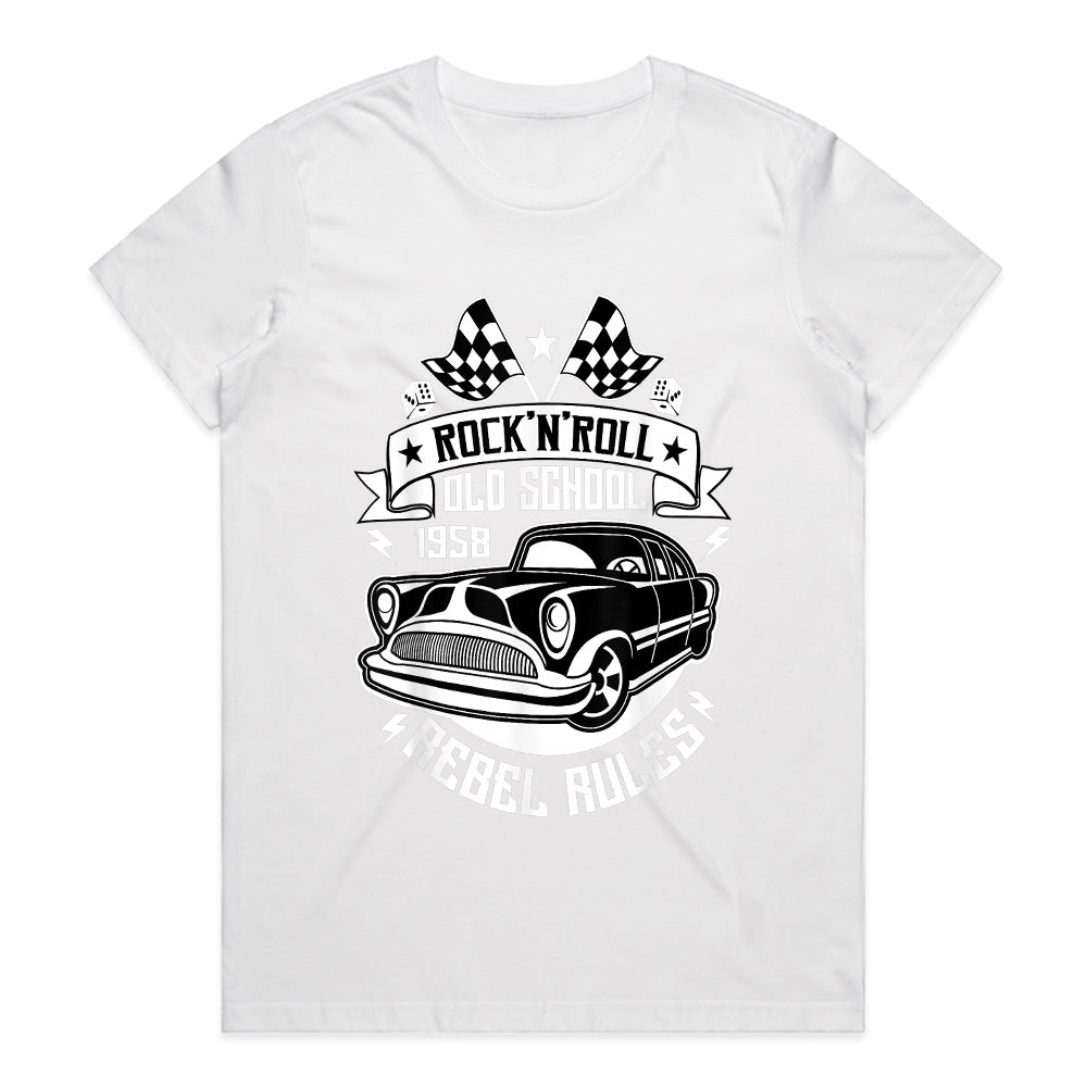 Rock 'n' Roll Old School 1958 Rebel Rules T-Shirt – Vintage Classic Car Retro Tee
