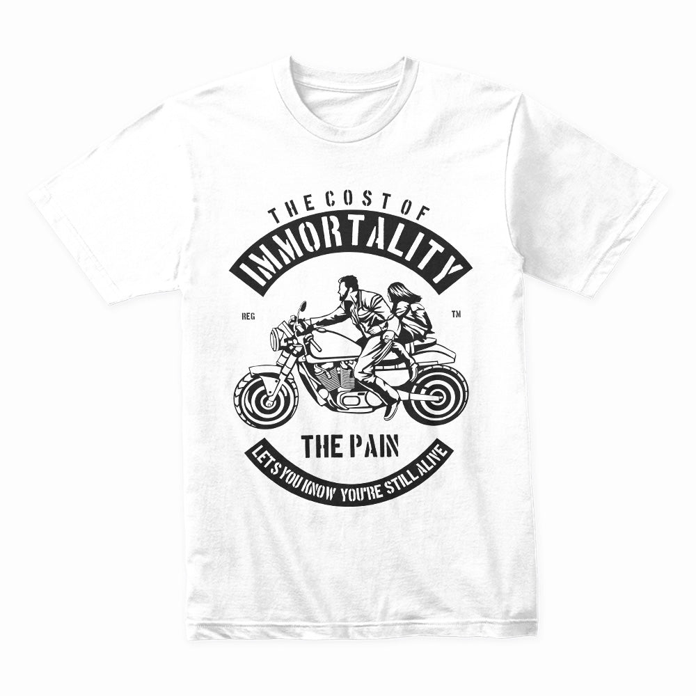 "The Cost of Immortality" Motorcycle T-Shirt – Biker Lifestyle & Freedom Design