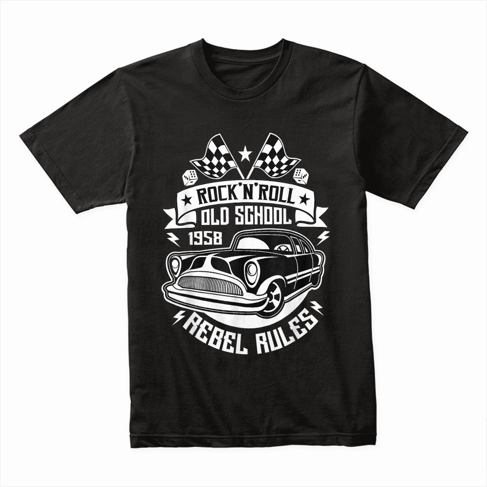 Rock 'n' Roll Old School 1958 Rebel Rules T-Shirt – Vintage Classic Car Retro Tee