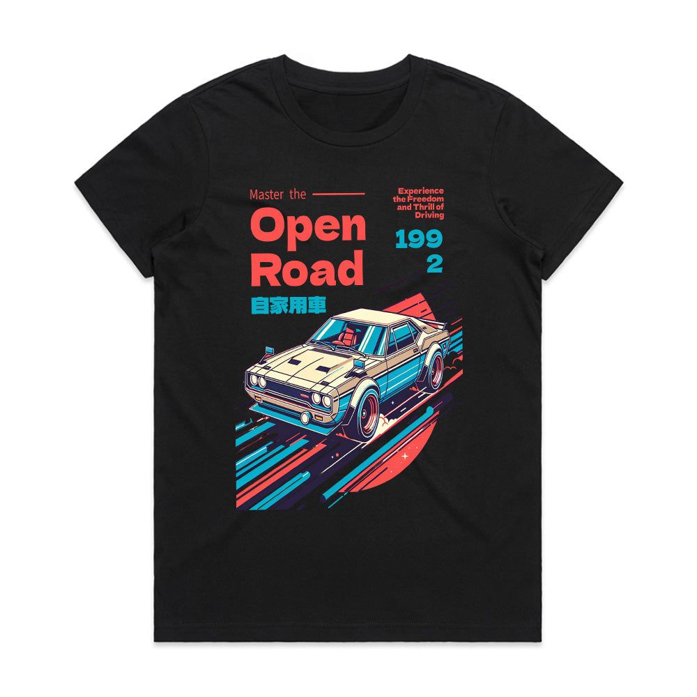 OPEN ROAD T-Shirt – Retro JDM Skyline Speed Legend