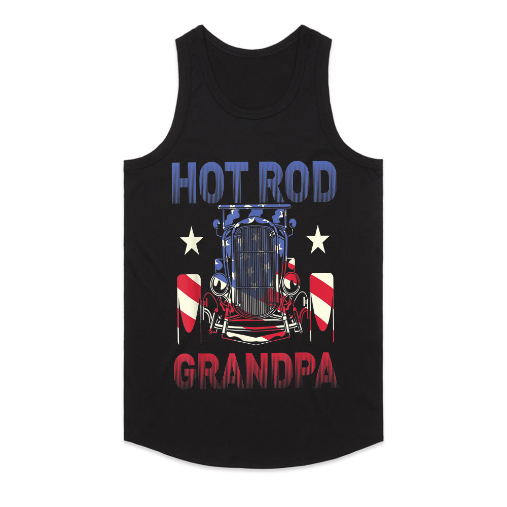Hot Rod Grandpa – Patriotic American Flag Classic Car T-Shir