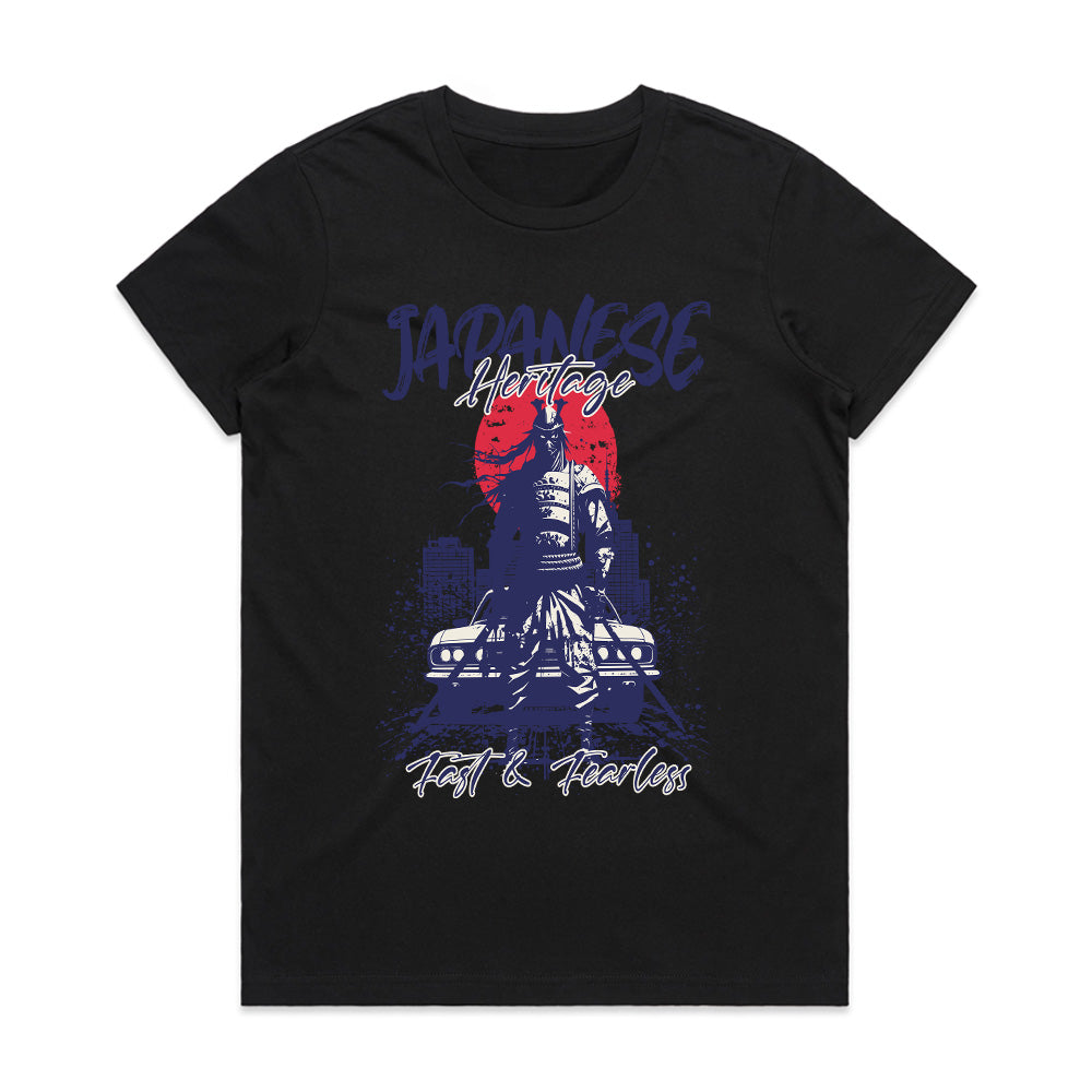 Japanese Heritage T-Shirt – Fast & Fearless Samurai JDM Edition