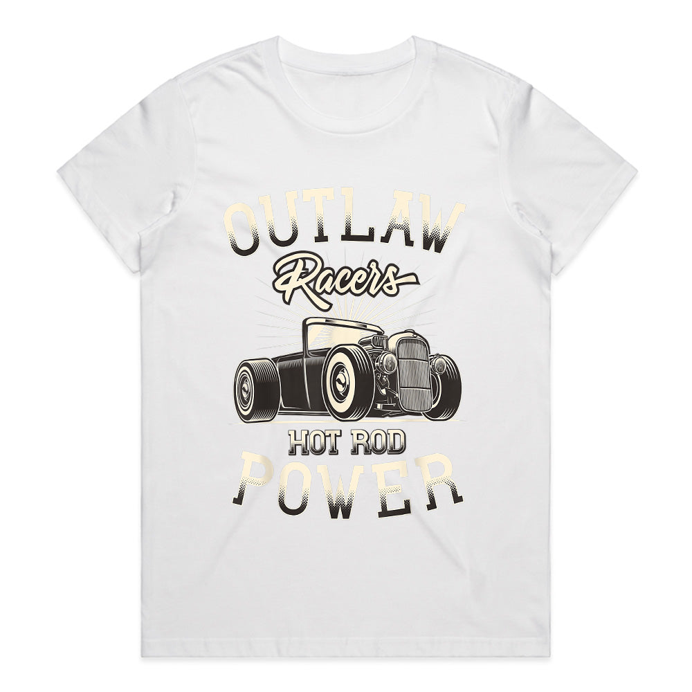 Outlaw Racers Hot Rod Power T-Shirt – Vintage Classic Car Speed Rebel Tee