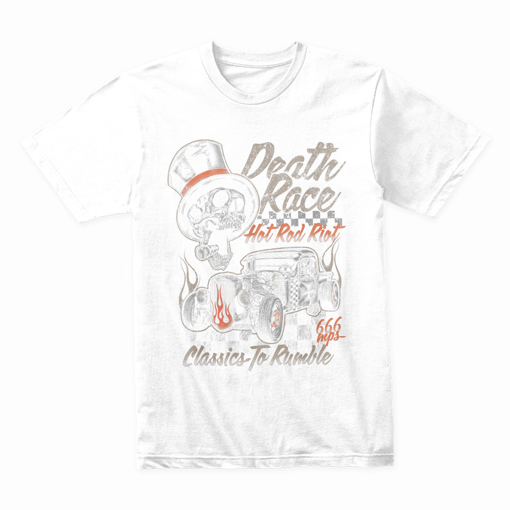 Death Race – Hot Rod Riot Skull Vintage Racing T-Shirt