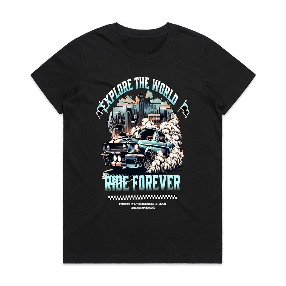 Ride Forever – Explore the World Muscle Car Tee