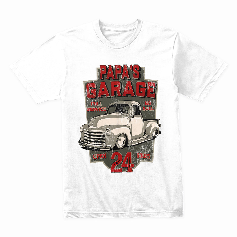 Papa's Garage Classic Hot Rod T-Shirt – Vintage Mechanic & Car Enthusiast Tee