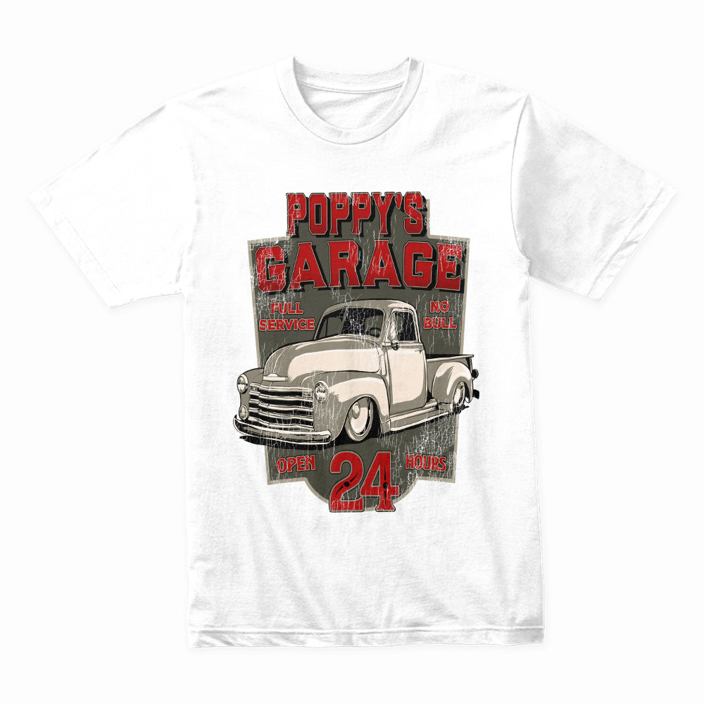 Poppy’s Garage Vintage Hot Rod T-Shirt – Classic Truck Retro Mechanic Tee