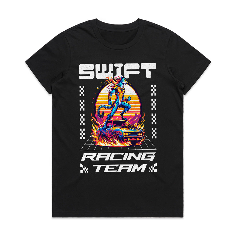 Swift Racing Team – Neon Futuristic Speed T-Shirt