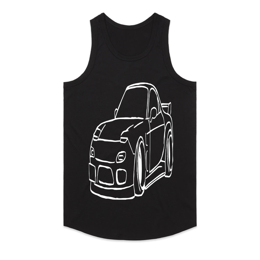RX-7 Outline JDM T-Shirt – Minimalist Rotary Engine Sports Car Tee for Tuning & Drift Fans