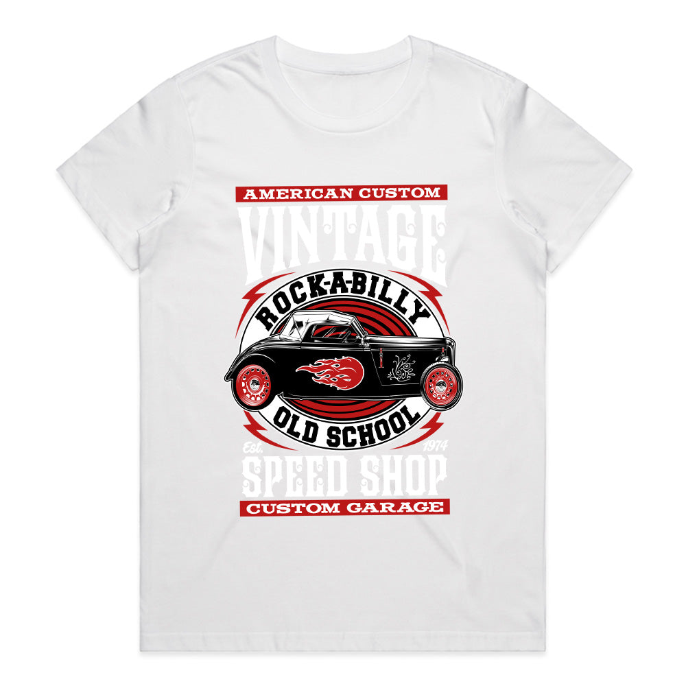 Vintage Rockabilly Speed Shop T-Shirt – Old School Hot Rod Custom Garage Tee