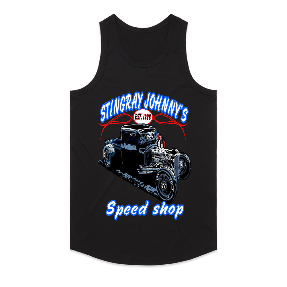 Stingray Johnny’s Speed Shop – Vintage Hot Rod Rat Rod T-Shirt
