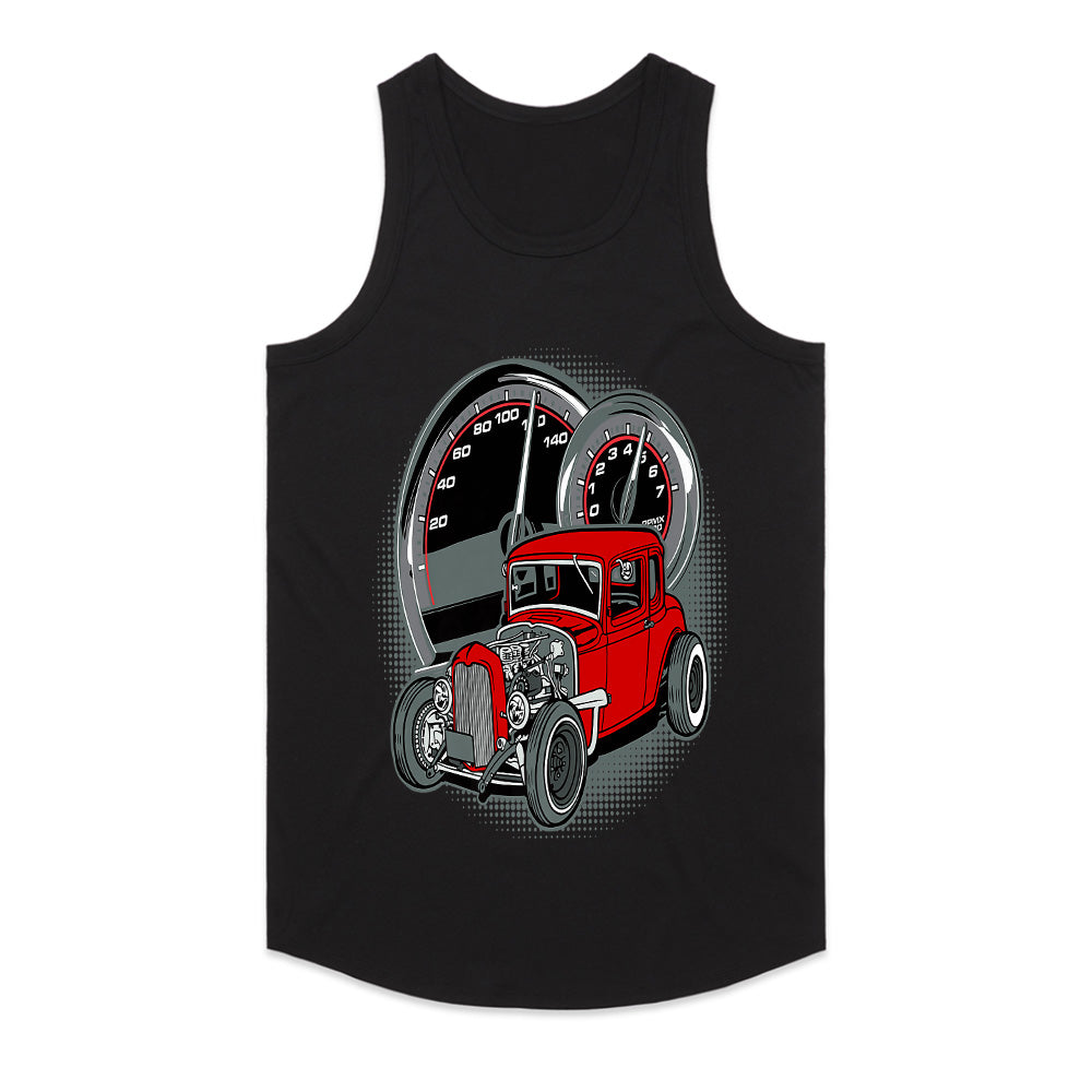 Red Rat Rod Speedometer Tee – Vintage Hot Rod Street Racing T-Shirt