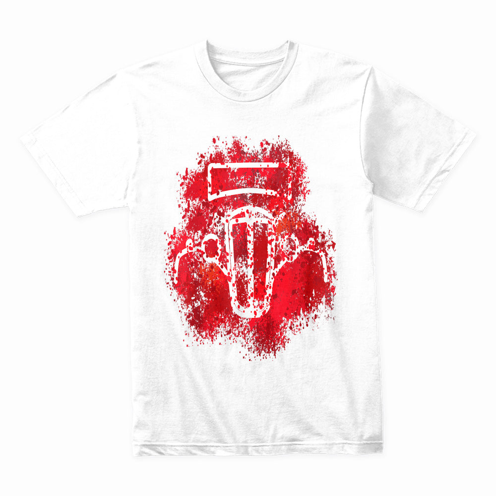 Red Splatter Vintage Hot Rod Outline T-Shirt – Classic Car Enthusiast Tee