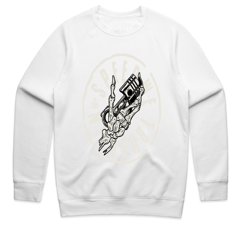 Speed Demon – Skeleton Hand & Piston Racer T-Shirt