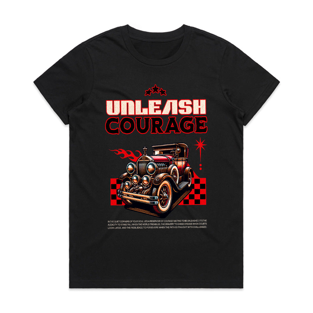 Unleash Courage – Retro Classic Car Racing T-Shirt