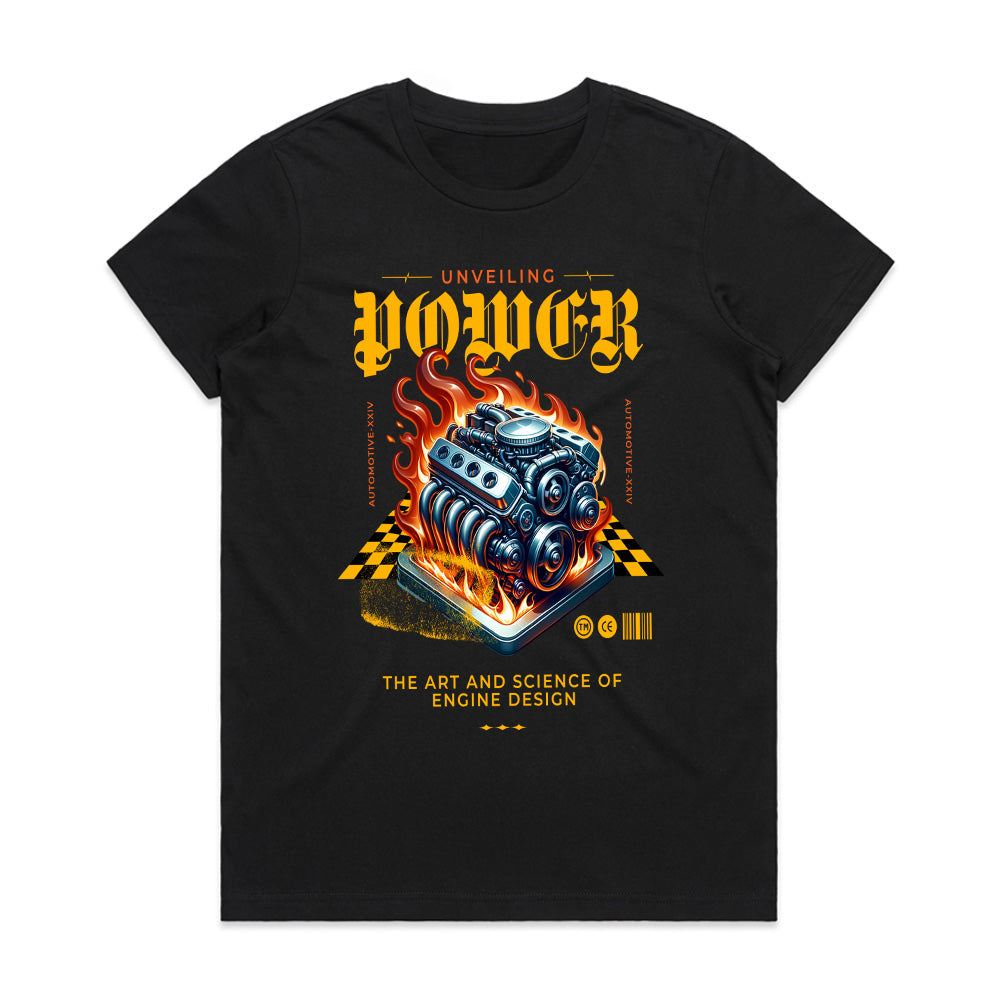 Unveiling Power – Fiery V8 Engine Performance T-Shirt