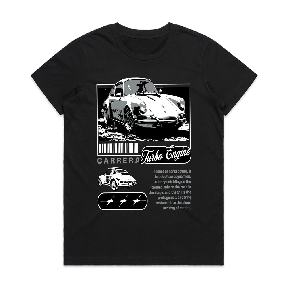 Carrera Turbo Engine Classic Car Graphic Tee – Vintage Performance Aesthetic