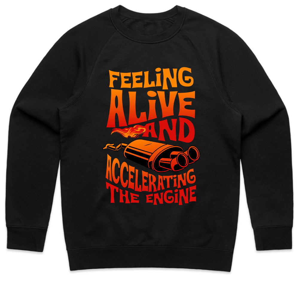 Feeling Alive & Accelerating T-Shirt – High-Speed Exhaust Flames Streetwear