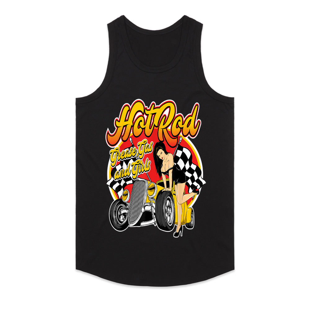 Hot Rod Pin-Up T-Shirt – Grease, Gas & Girls Vintage Rockabilly Car Tee