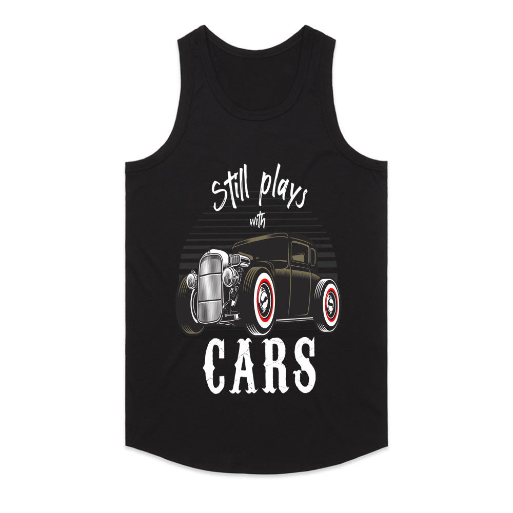 "Still Plays with Cars" Vintage Hot Rod T-shirt – A True Car Lover's Pride!