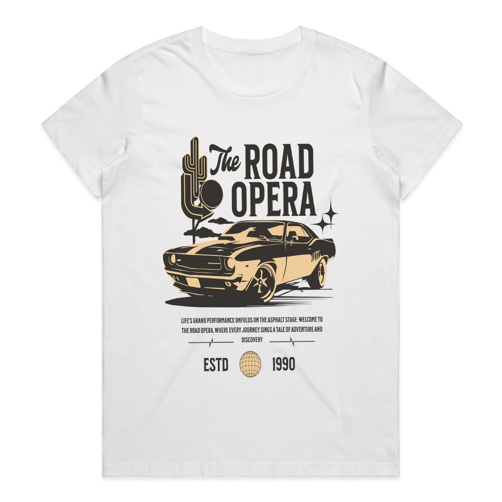 The Road Opera" Vintage Muscle Car T-Shirt – Classic Streetwear for Car Lovers