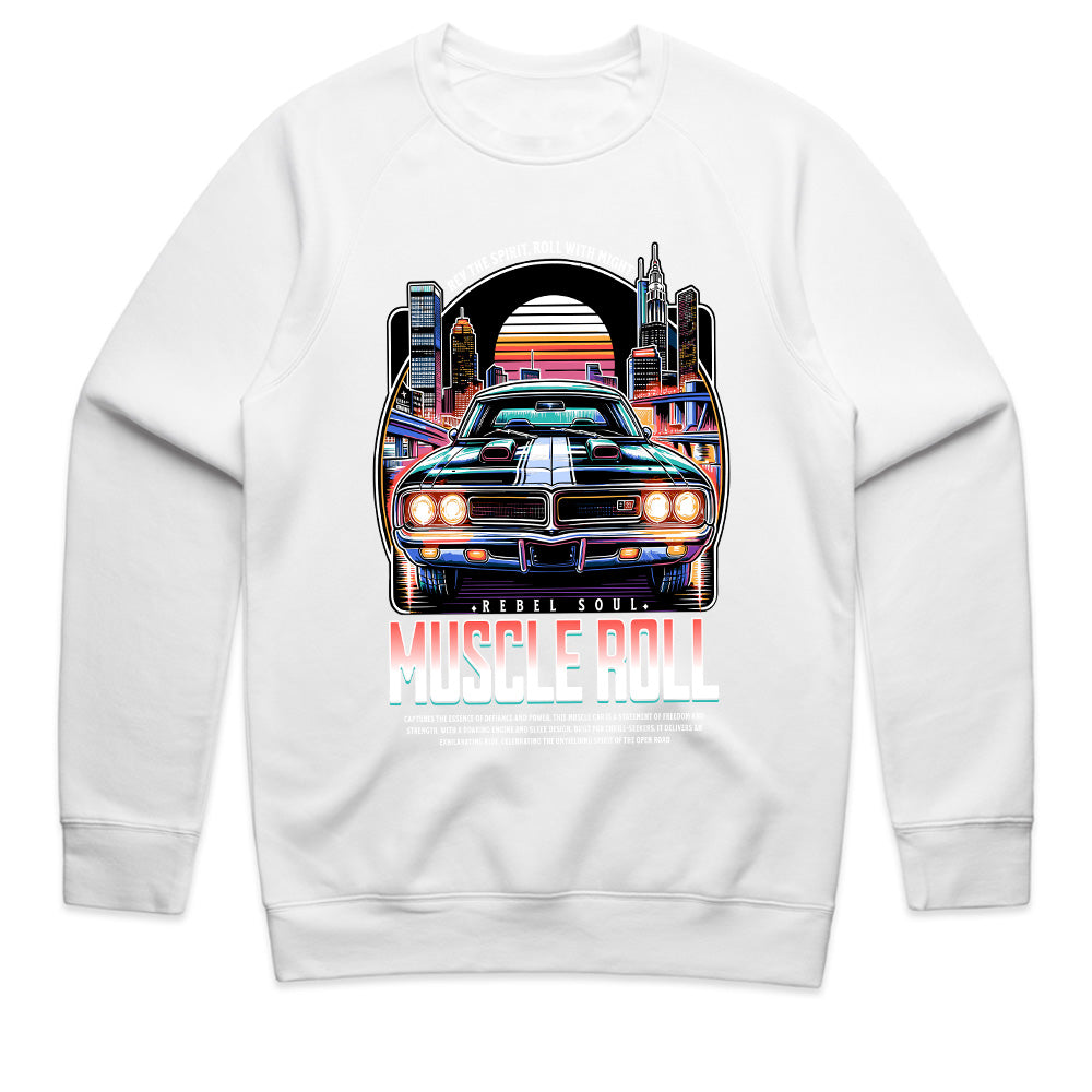 Muscle Roll – Retro Neon Muscle Car Graphic Tee