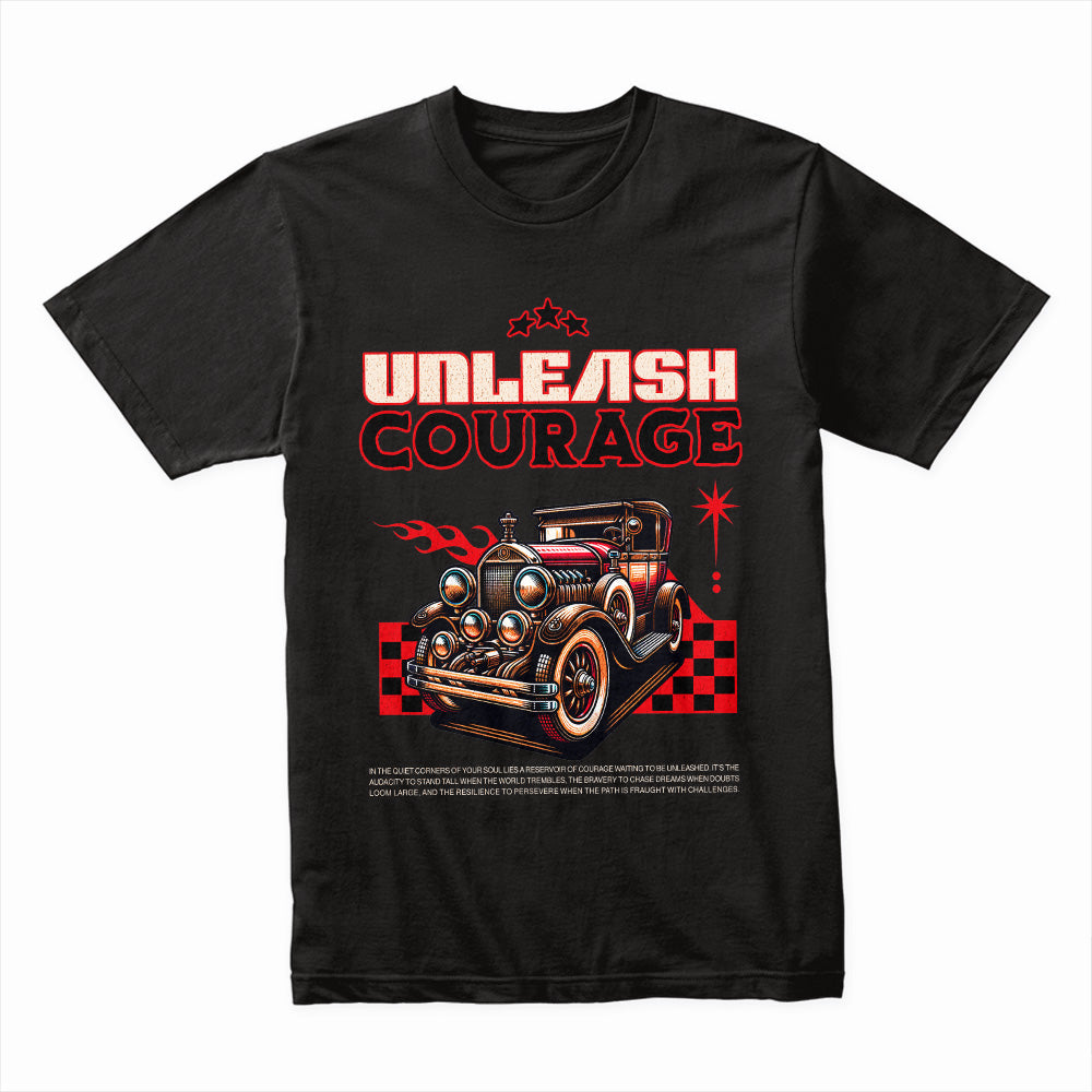 Unleash Courage – Retro Classic Car Racing T-Shirt