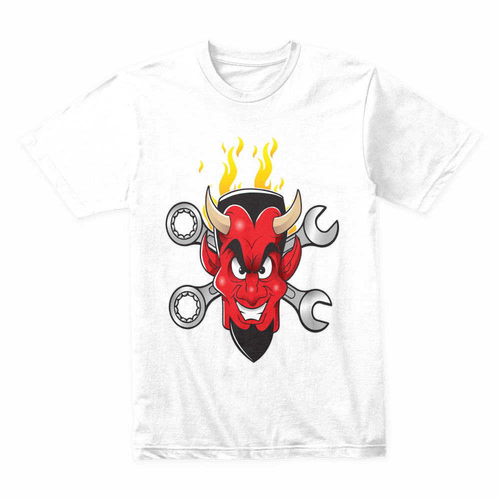 Hot Rod Devil – Wrenches & Flames" Mechanic & Car Enthusiast T-Shirt