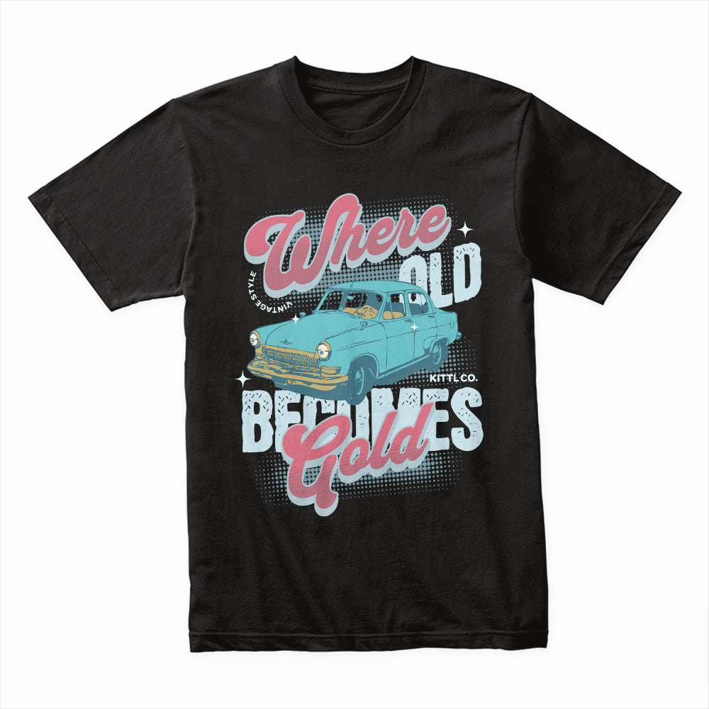 Vintage Gold – Timeless Classic Car Streetwear T-Shirt